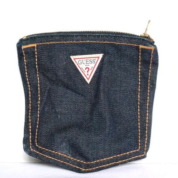 Guess Handbags - GUESS Vintage Blue Jean Denim Pocket Coin Purse Pouch Zippered Wallet